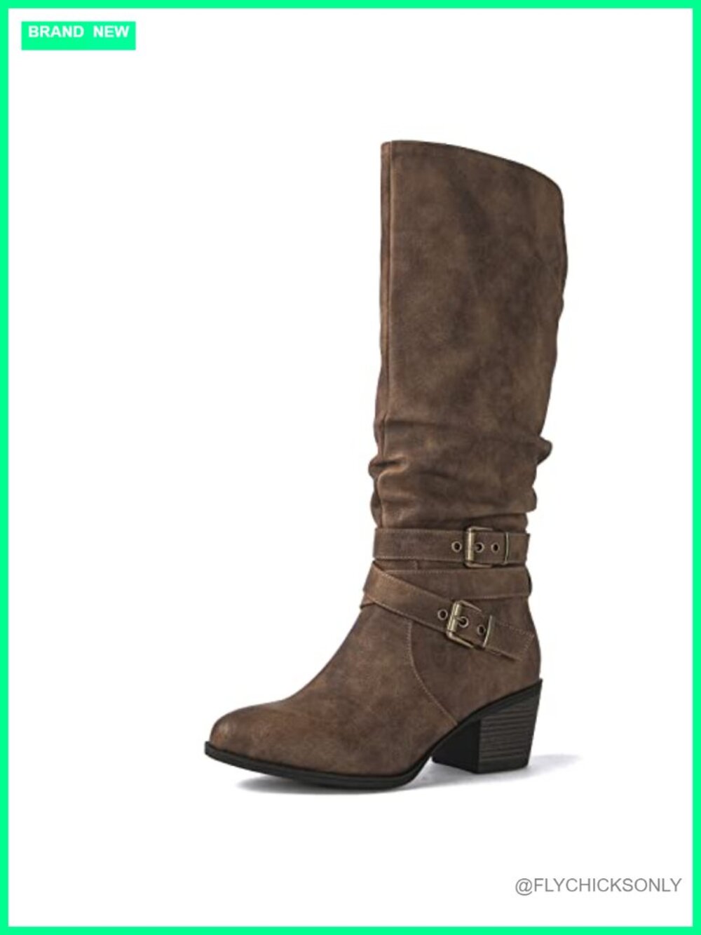 Women's Knee High Western Cowboy Boots Faux Leather Block Heel Pointed Toe